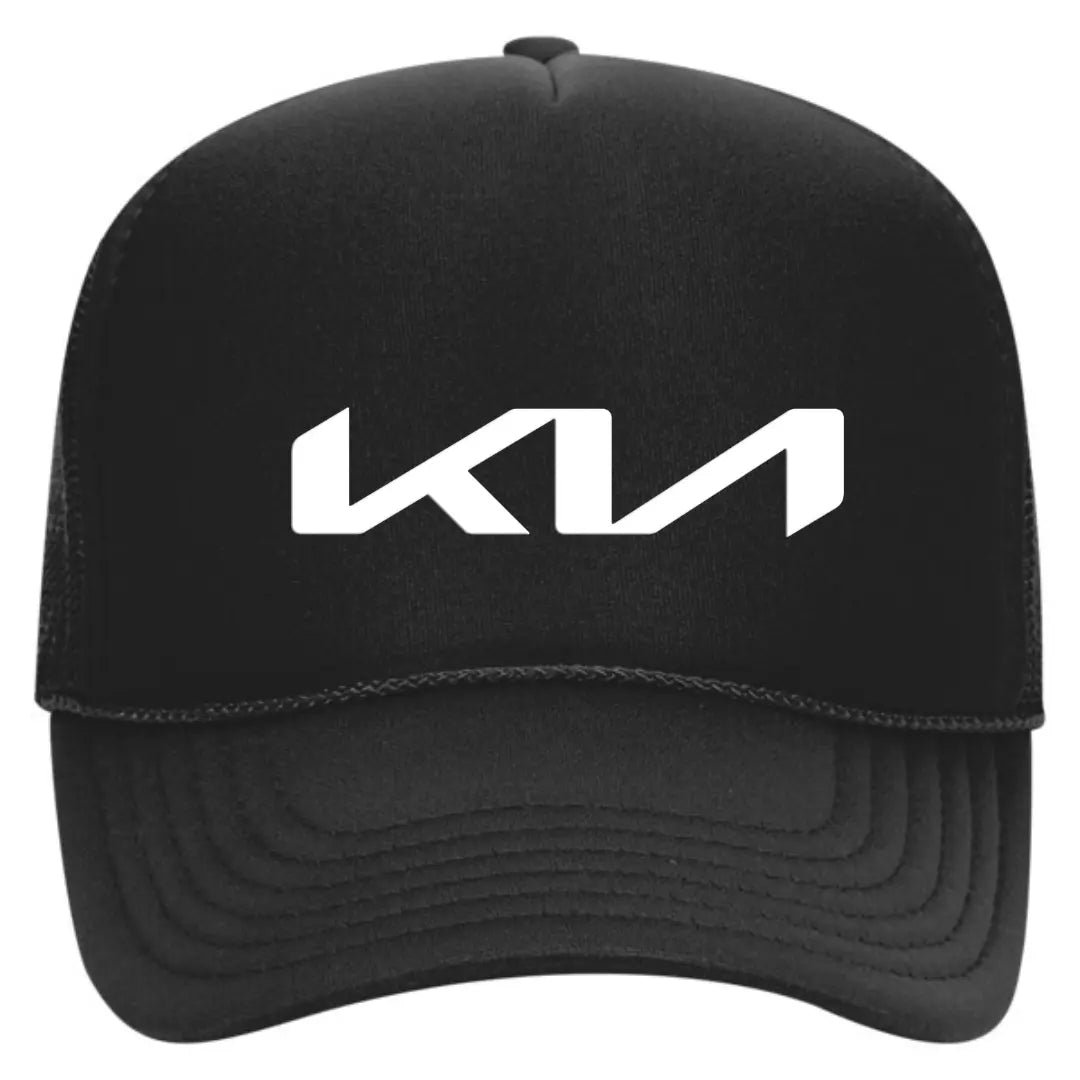 Rev Up Your Style: Kia Black Trucker Hat - Black Threadz