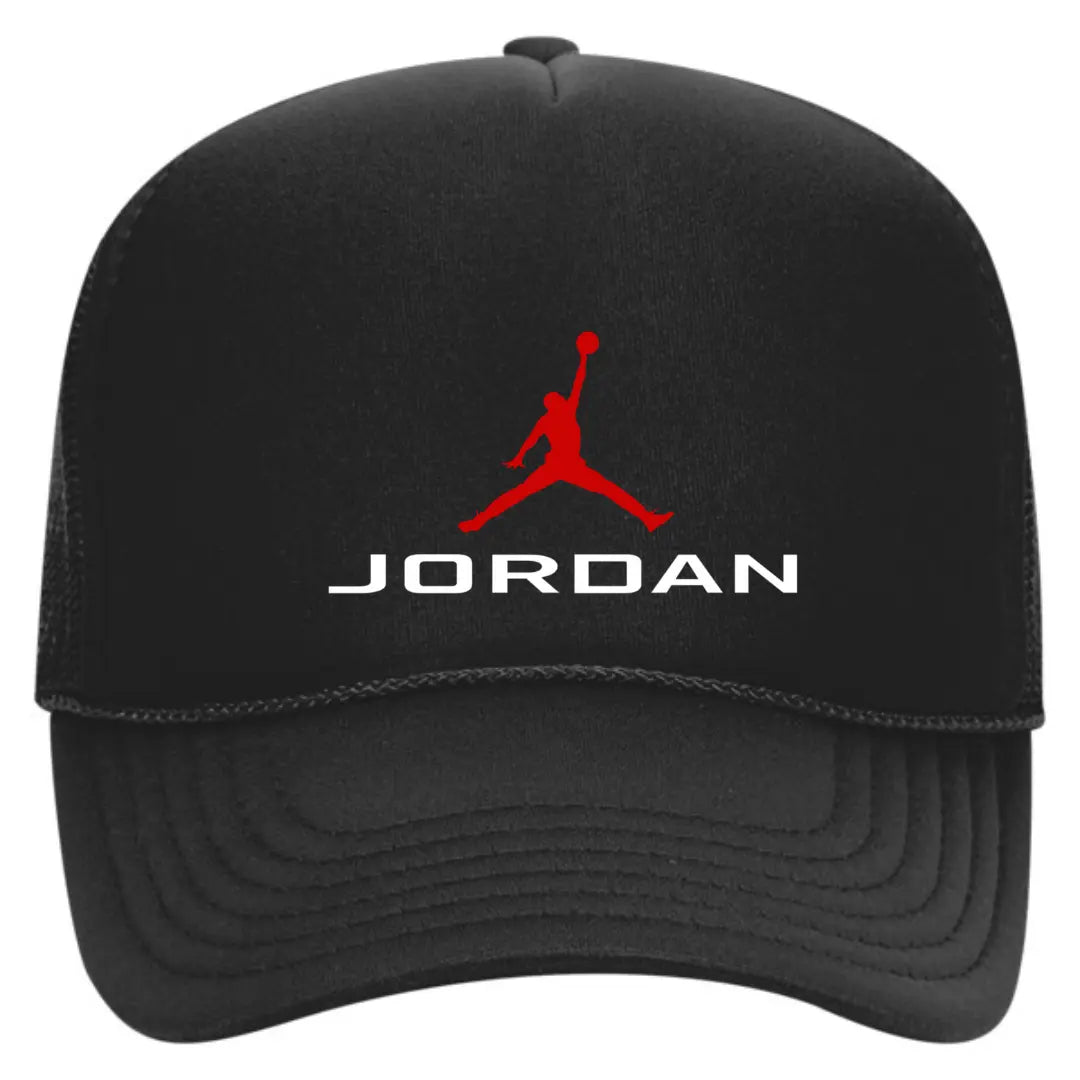 Fly High in Style: Air Jordan Black Trucker Snapback Hat - Black Threadz