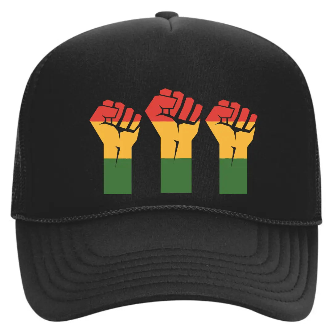 Represent Juneteenth with Our Black Trucker Hat: Symbol of Freedom - Black Threadz