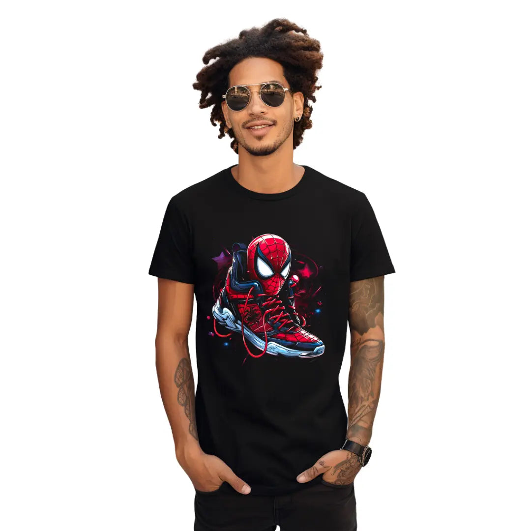 Spiderman Sneakers T-Shirt: Embrace the Heroic Style - Black Threadz