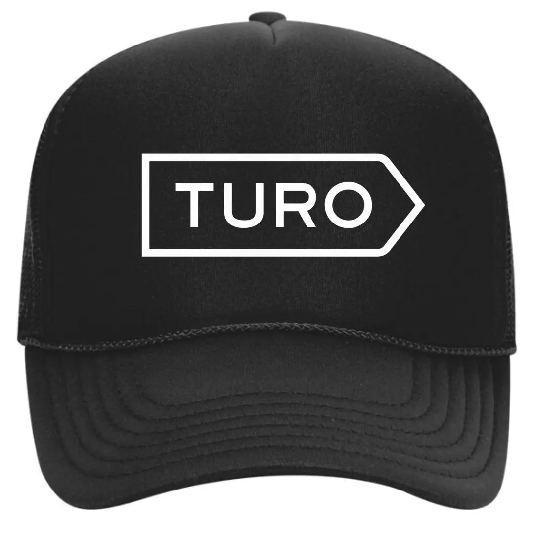 Stylish Black Trucker Hat with TURO Logo – Premium Mesh Back Cap for Turo Hosts - Black Threadz
