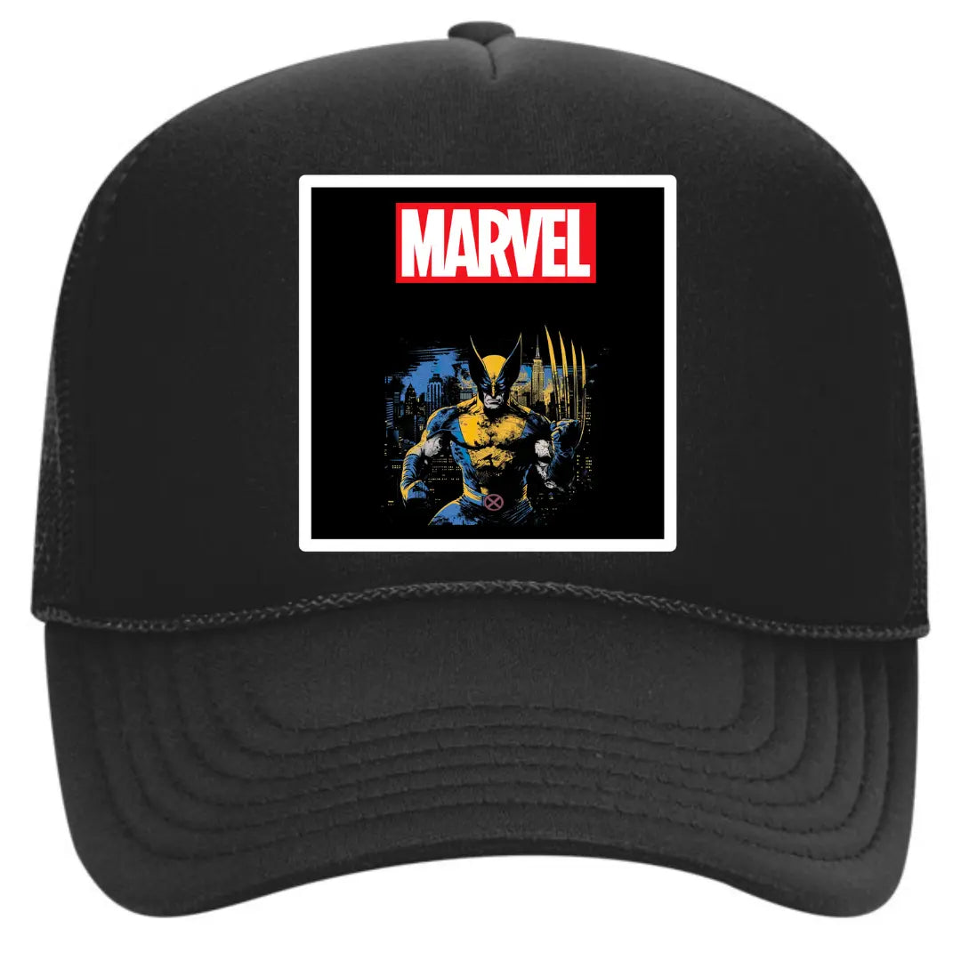 Wolverine Black Trucker Hat - Marvel X-Men Hero Style - Black Threadz