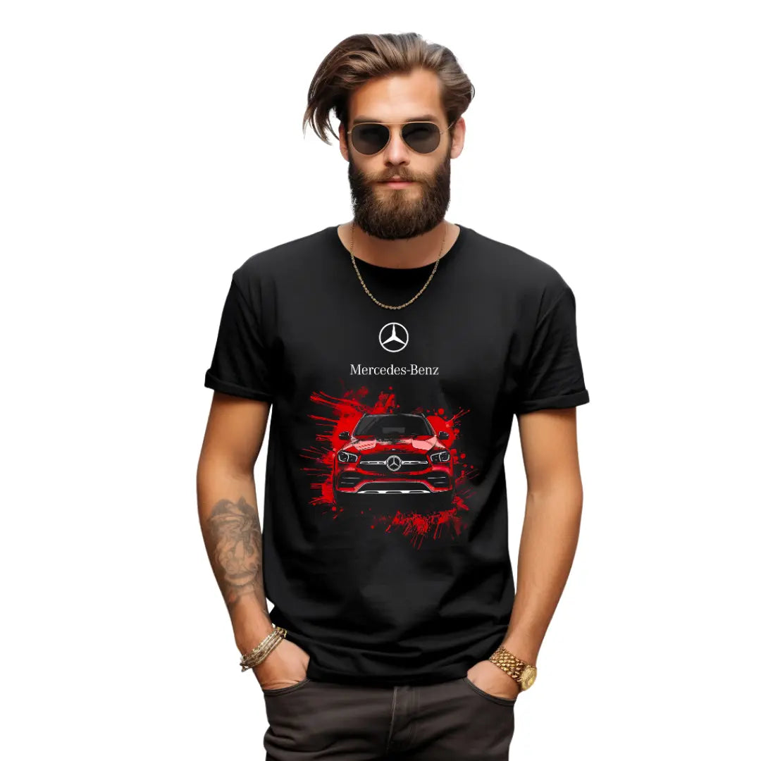 Sophisticated Performance: Red Mercedes GLE Coupe T-Shirt - Black Threadz