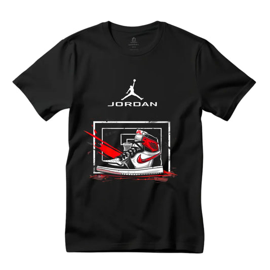 Exclusive Black Air Jordan T-Shirt with Iconic Jordan Sneakers Design – Premium Comfort for Sneakerheads - Black Threadz