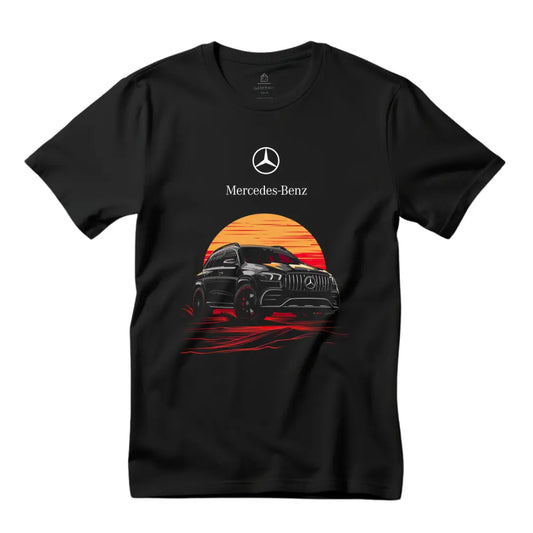 Sophisticated Performance at Sunset: Red Mercedes GLE T-Shirt - Black Threadz
