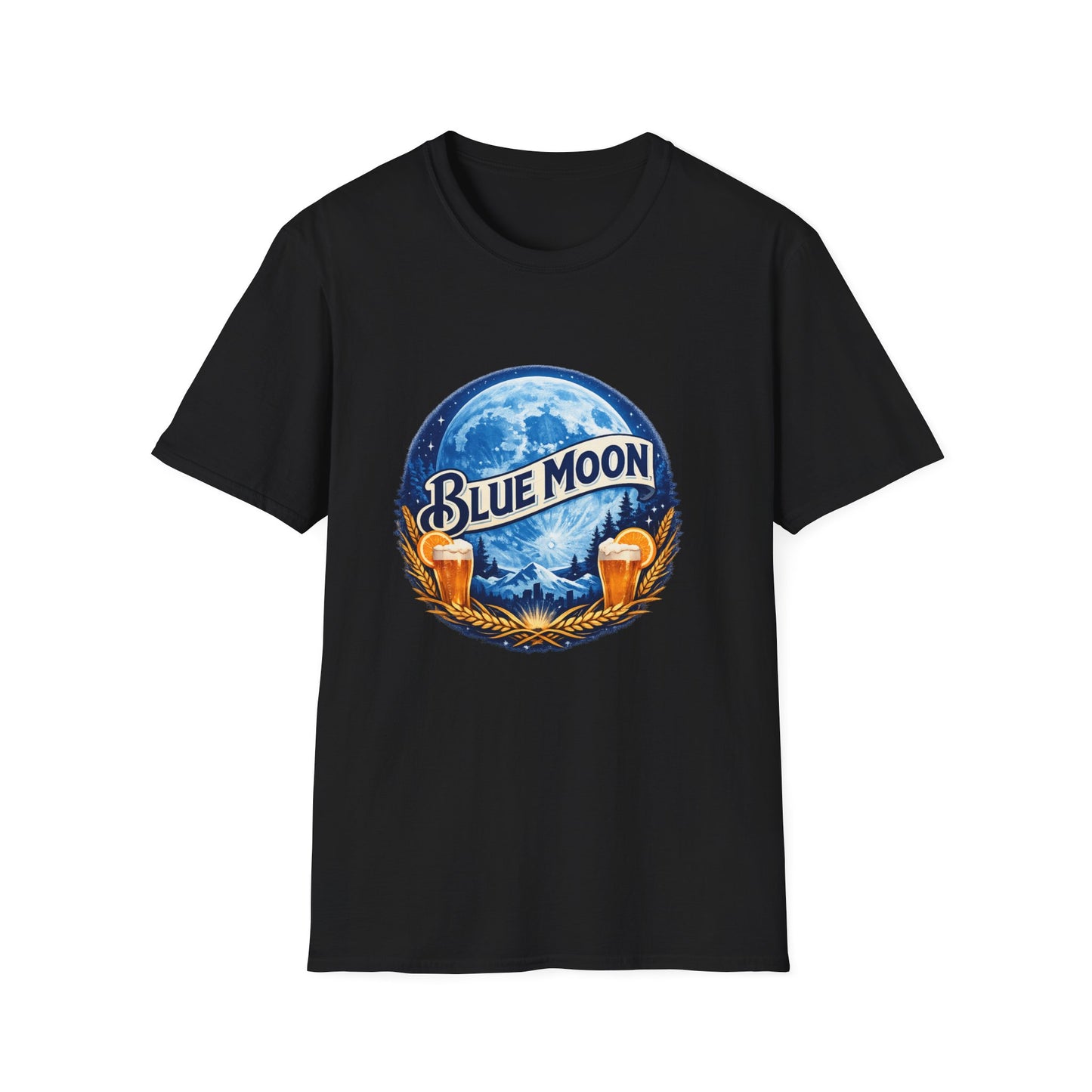Blue Moon T-Shirt – Beer Fan Tee, Belgian-Style Wheat Ale Shirt, Brewery & Bar Merch
