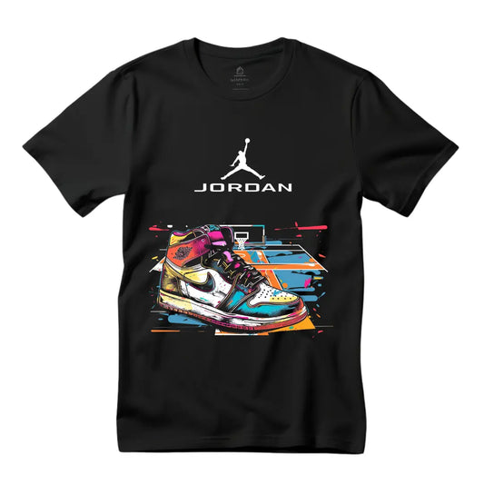 Exclusive Black Air Jordan T-Shirt with Iconic Jordan Sneakers Design – Premium Comfort for Sneakerheads - Black Threadz