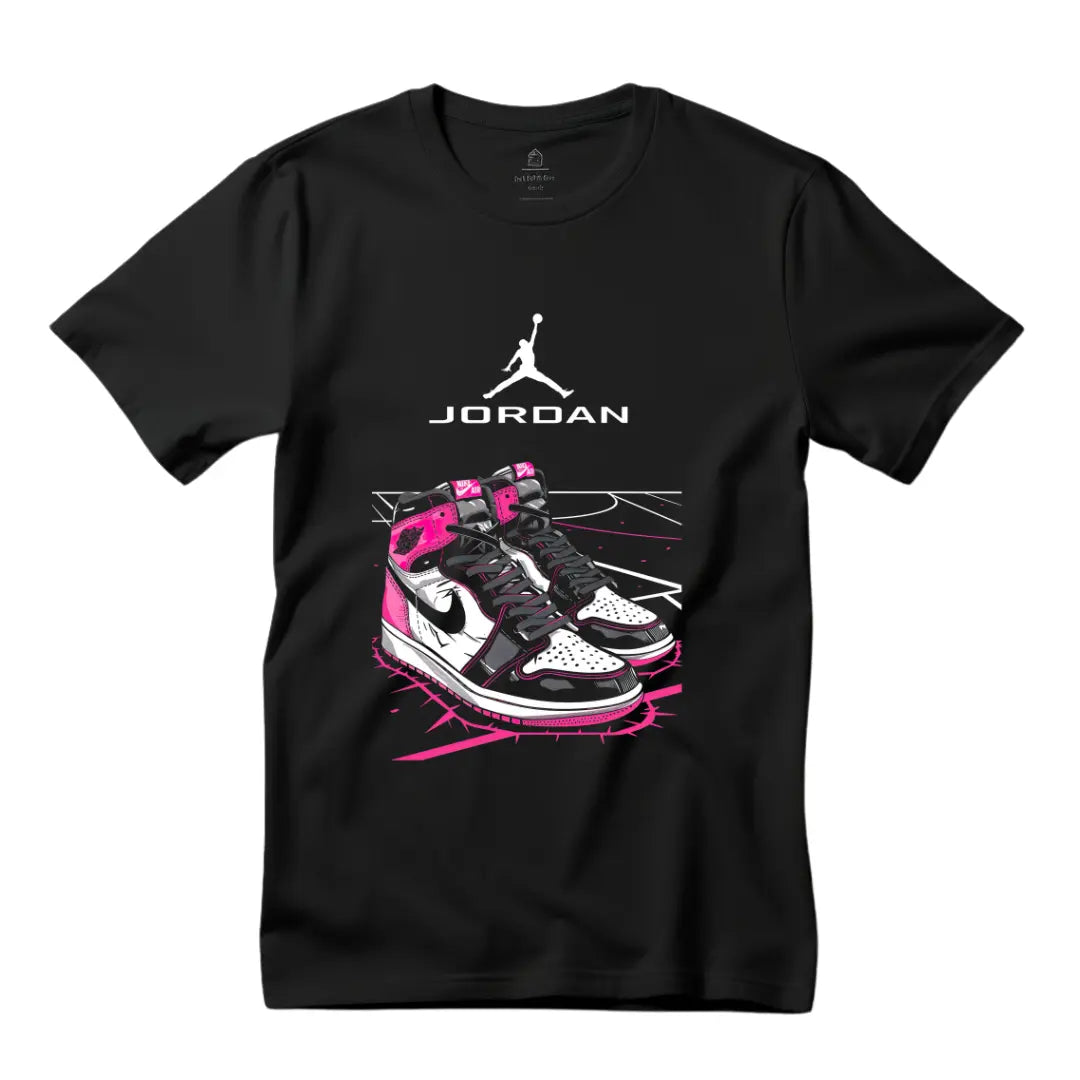 Exclusive Black Air Jordan T-Shirt with Iconic Jordan Sneakers Design – Premium Comfort for Sneakerheads - Black Threadz
