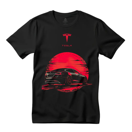 Sleek Style: Tesla Model S Black T-Shirt - Perfect for Enthusiasts! - Black Threadz