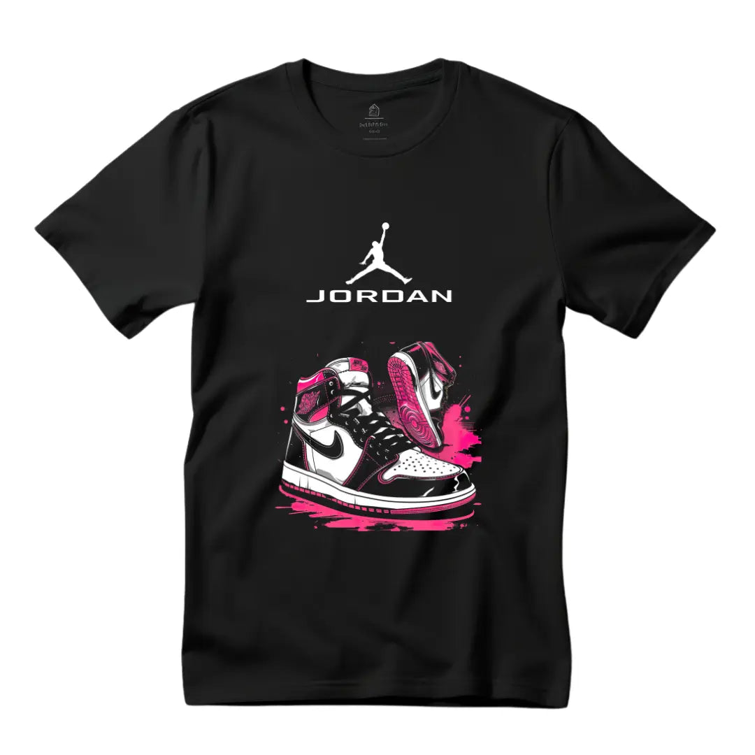 Exclusive Black Air Jordan T-Shirt with Iconic Jordan Sneakers Design – Premium Comfort for Sneakerheads - Black Threadz