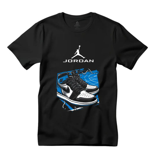 Exclusive Black Air Jordan T-Shirt with Iconic Jordan Sneakers Design – Premium Comfort for Sneakerheads - Black Threadz