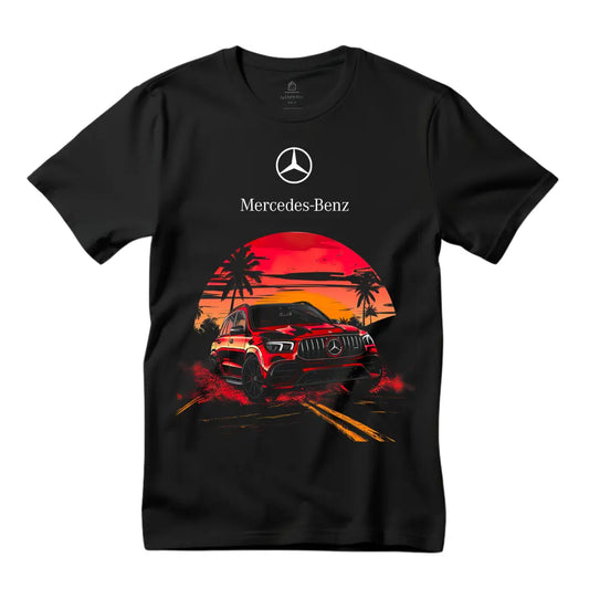 Countryside Sophisticated Performance at Sunset: Red Mercedes GLE T-Shirt - Black Threadz
