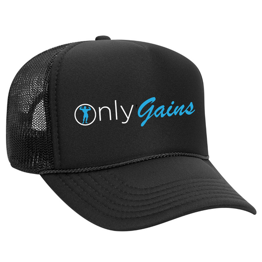 Only Gains Gym Fitness Trucker Hat with Sweatband - Best Workout Hat for Sweat