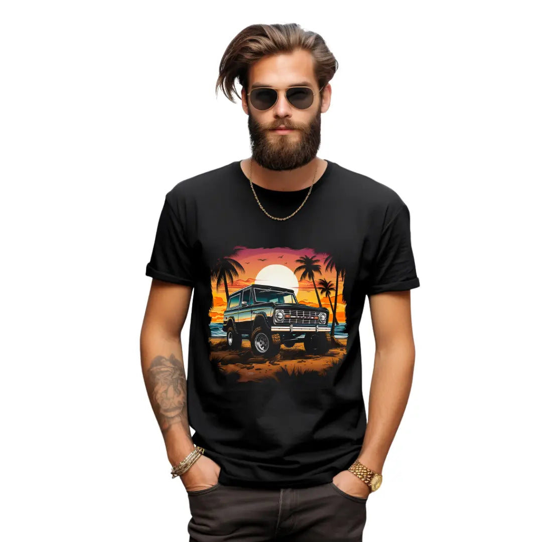 Retro Bronco Black T-Shirt: Channel Vintage Adventure in Style - Black Threadz