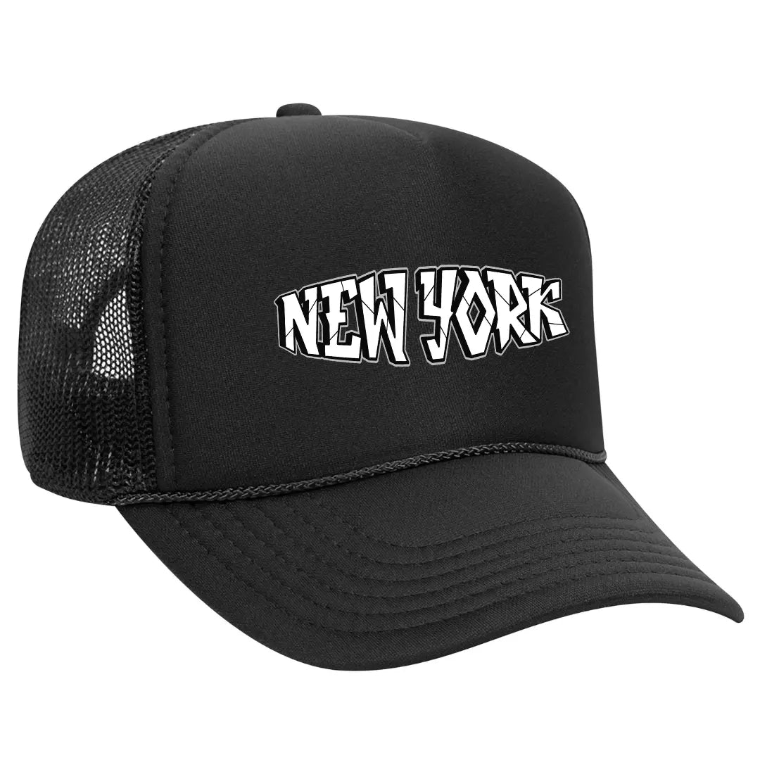 Chic Black Trucker Hat New York– Premium Mesh Back Cap for NYC Lovers - Black Threadz