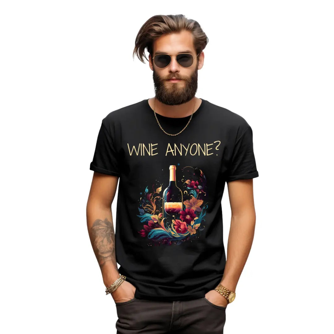 Sip in Style: 'Wine Anyone? T-Shirt for the Perfect Pour - Black Threadz