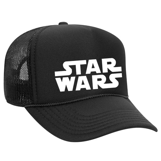 Join the Galactic Adventure with Our Black Trucker Hat: "Star Wars" Edition - Black Threadz