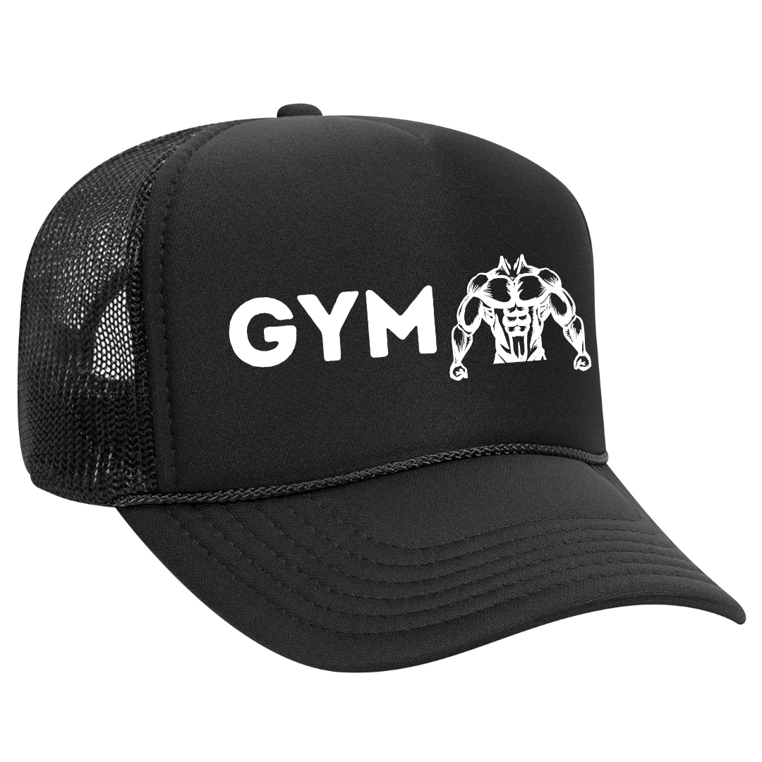 Black Gym Fitness Trucker Hat with Sweatband - Best Workout Hat for Sweat, Ideal for Guys