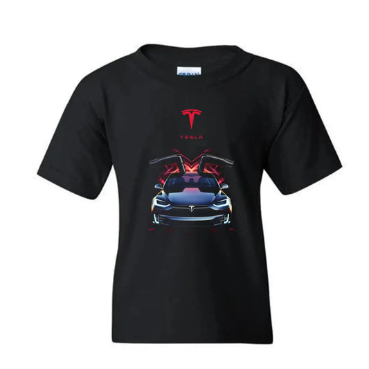 Kid's Tesla Model X Adventure: Black T-Shirt Limited Edition - Black Threadz