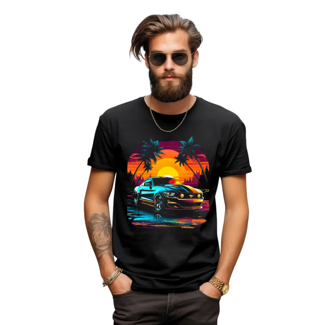 Mustang Classic Men's Black T-Shirt - Iconic Muscle Car Design - Black Threadz
