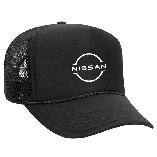 Drive in Style: Nissan Black Trucker Snapback Hat - Black Threadz