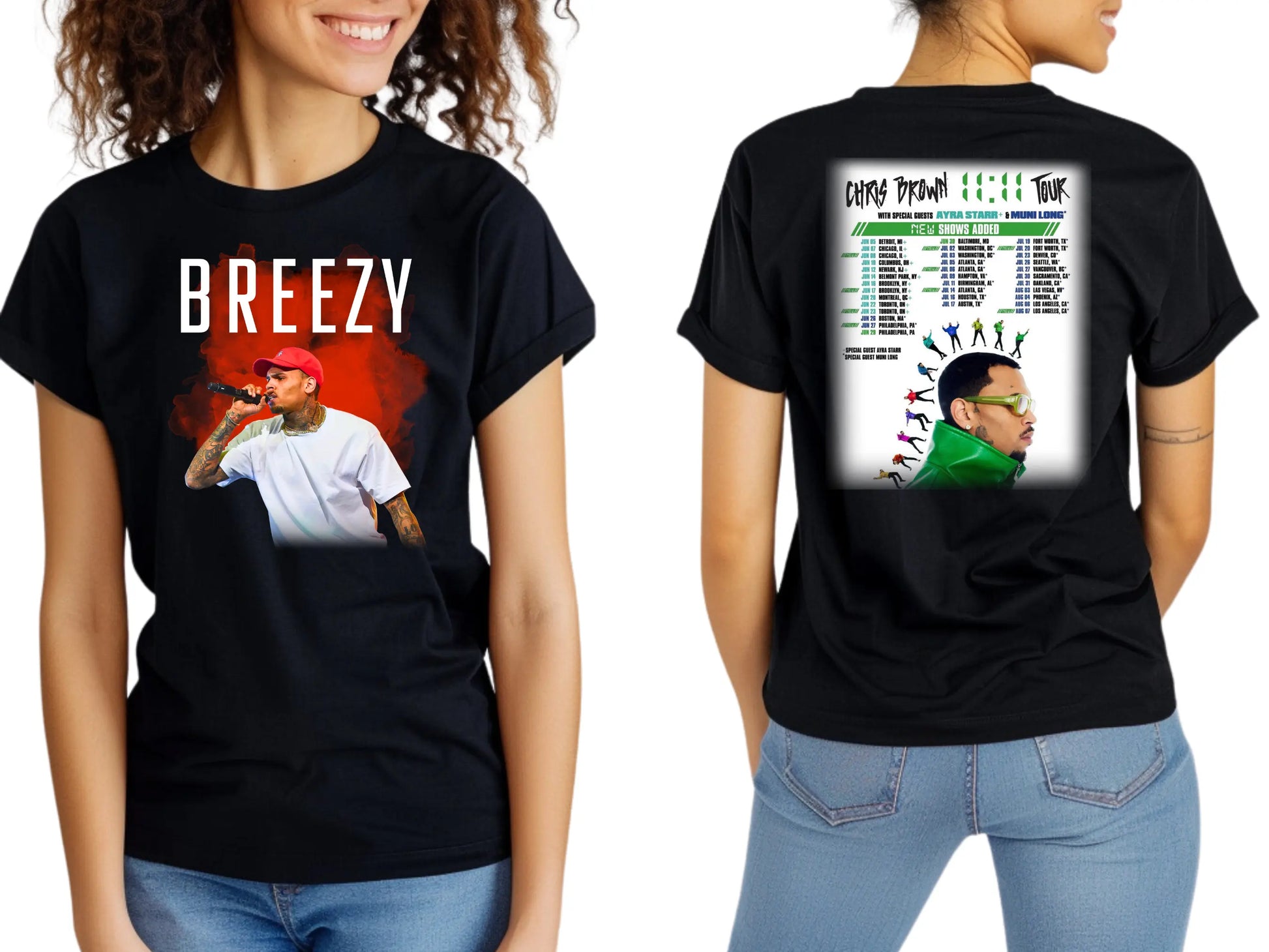 Chris Brown 11:11 Tour Black T-Shirt - Limited Edition Concert Merchandise - Black Threadz