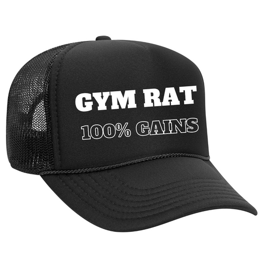 Gym Rat Black Gym Fitness Trucker Hat with Sweatband - Best Workout Hat for Sweat