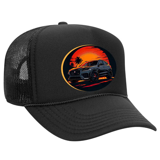 Black Trucker Hat for Jaguar F-PACE Enthusiasts - Black Threadz