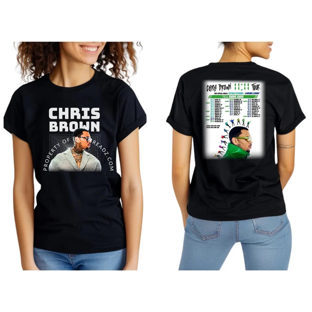 Chris Brown 11:11 Tour Black T-Shirt: Exclusive Merchandise for Fans! - Chris Brown Merch 11:11 - Chris Breezy Concert - Black Threadz