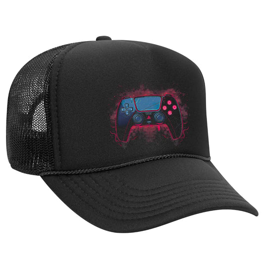 PlayStation Controller Black Trucker Snapback Hat - Black Threadz
