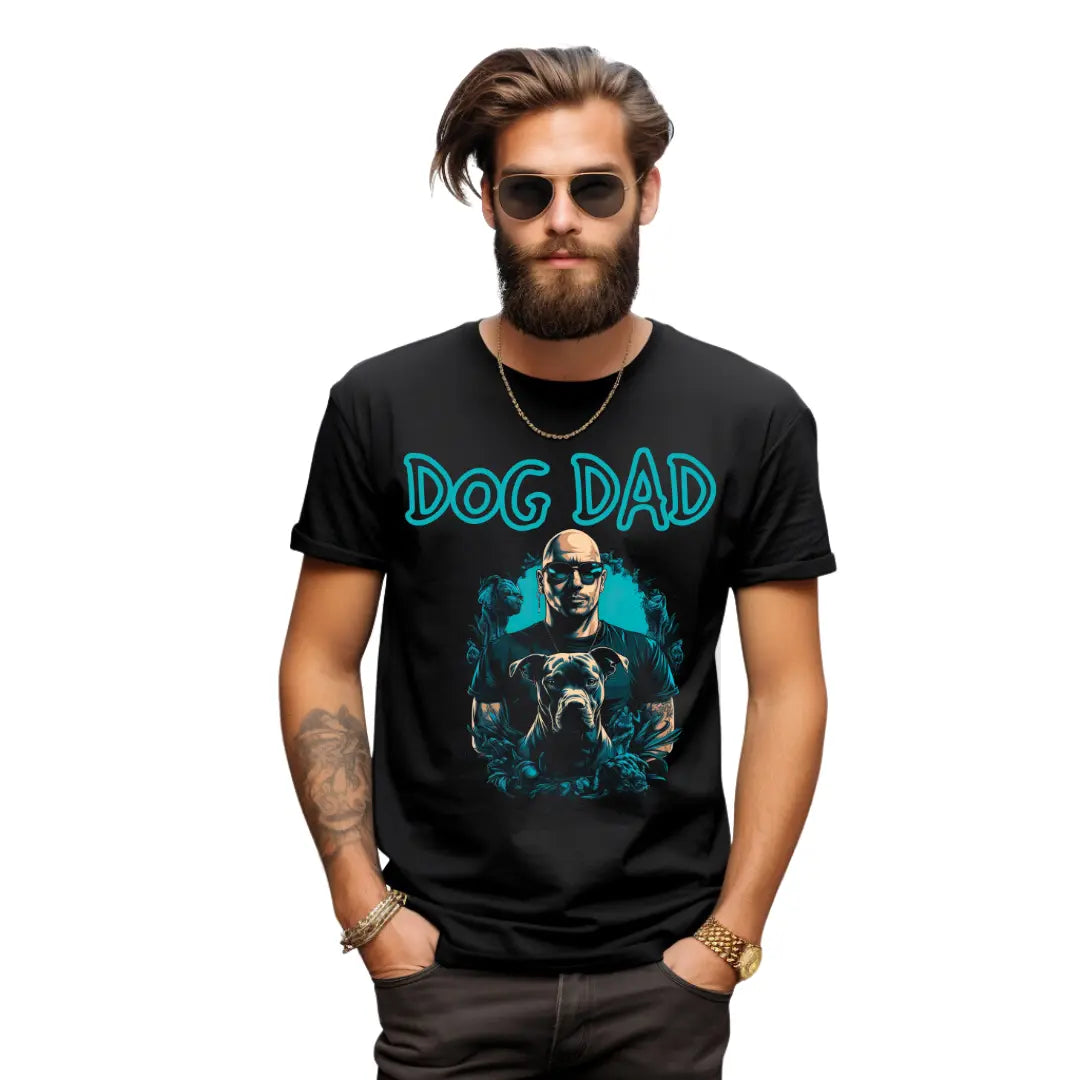 Dog Dad' Proud Pet Parent Black T-Shirt - Show Your Love for Furry Companions - Black Threadz