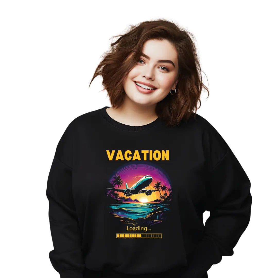 Getaway Gear: Vacation Loading Black Sweatshirt - Unwind in Style - Black Threadz