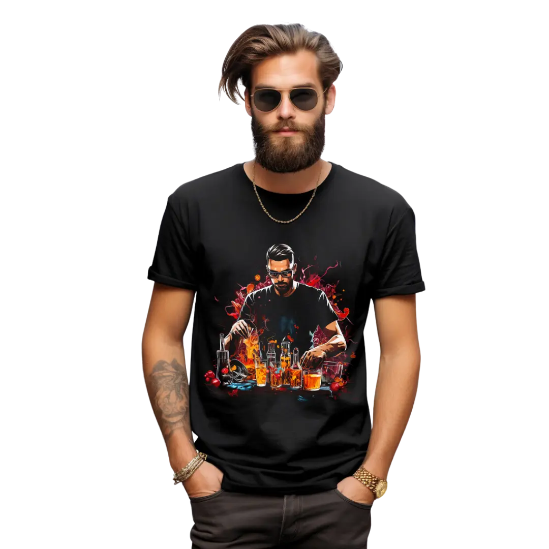 Mixologist Man T-Shirt: Craft Cocktails in Style - Black Threadz