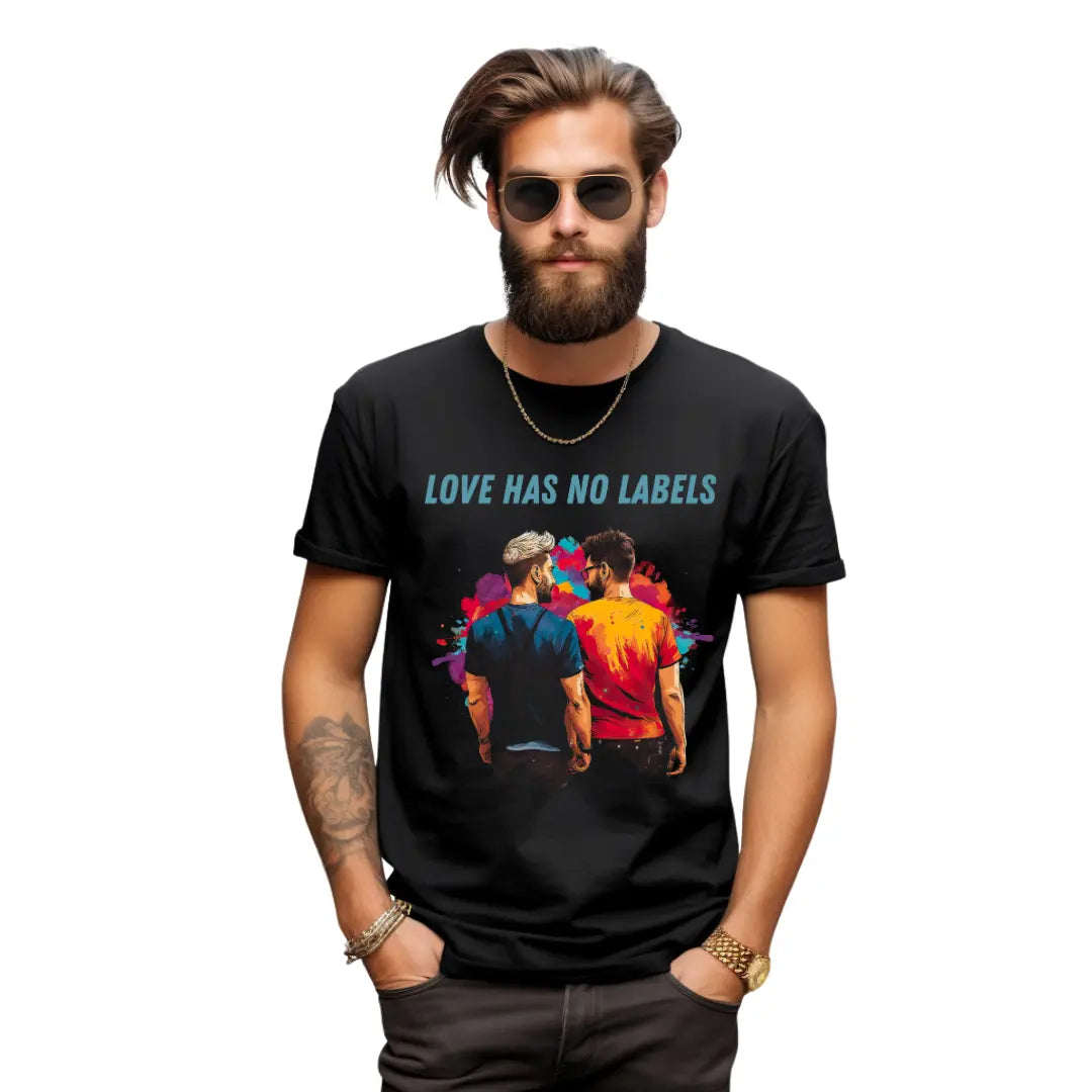 Love Has No Labels: Gay Couple T-Shirt - Black Threadz