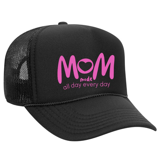 Mom Mode Black Trucker Snapback Hat - Black Threadz