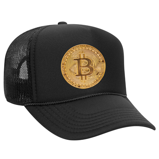 Black Bitcoin Snapback Trucker Hat – Crypto Streetwear Cap