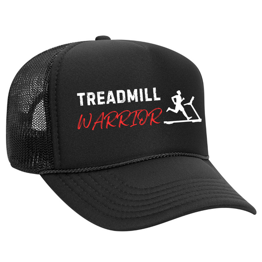 Men's Funny Treadmill Black Gym Fitness Trucker Hat with Sweatband - Best Workout Hat for Sweat