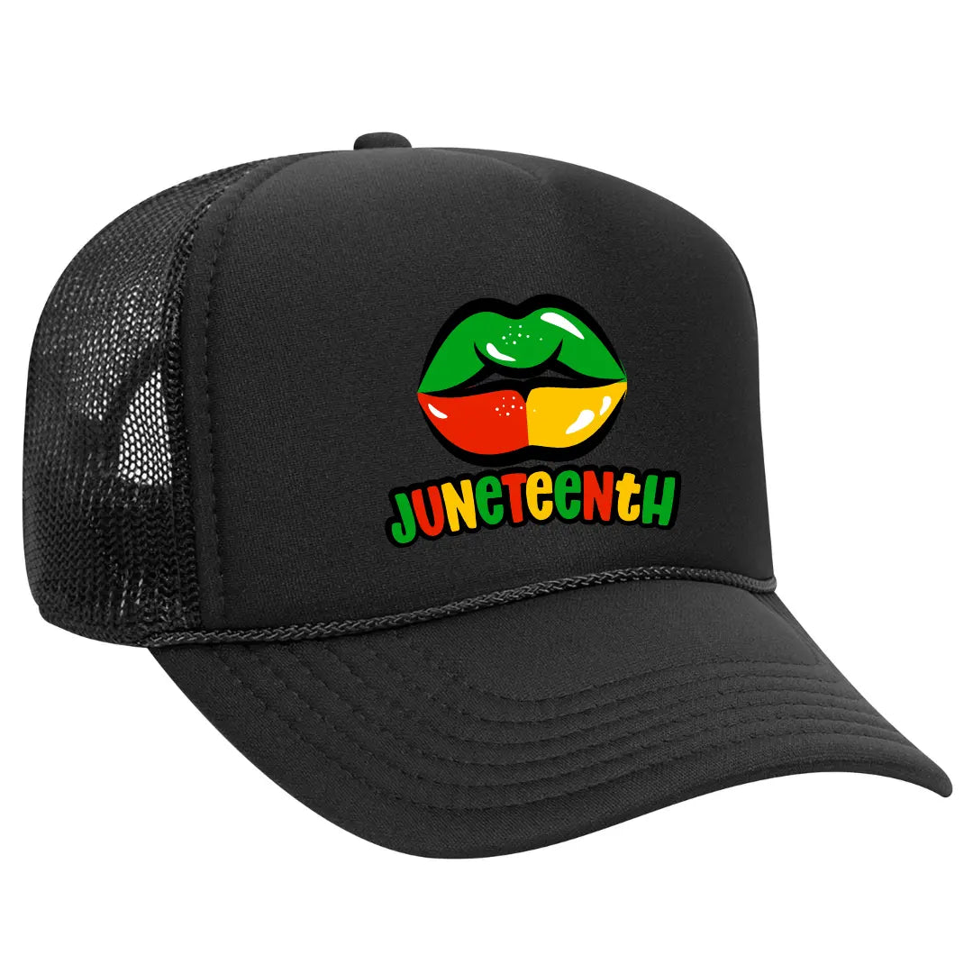 Represent Juneteenth with Our Black Trucker Hat: Symbol of Freedom limited edition - Black Threadz