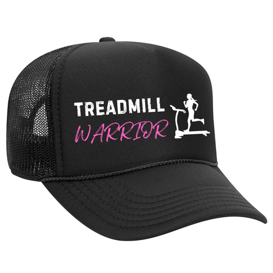 Women's Funny Treadmill Black Gym Fitness Trucker Hat with Sweatband - Best Workout Hat for Sweat