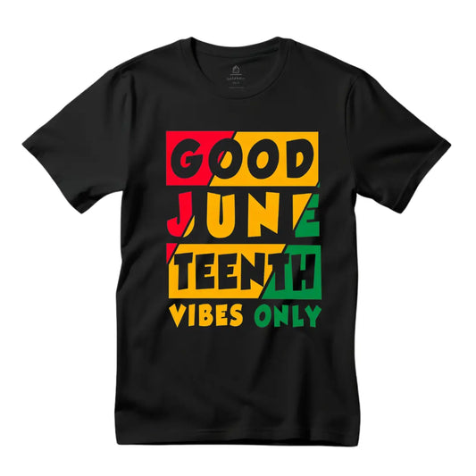 Good Vibes Embrace Freedom Juneteenth with Our Black T-Shirt: Freedom Celebration Edition - Black Threadz