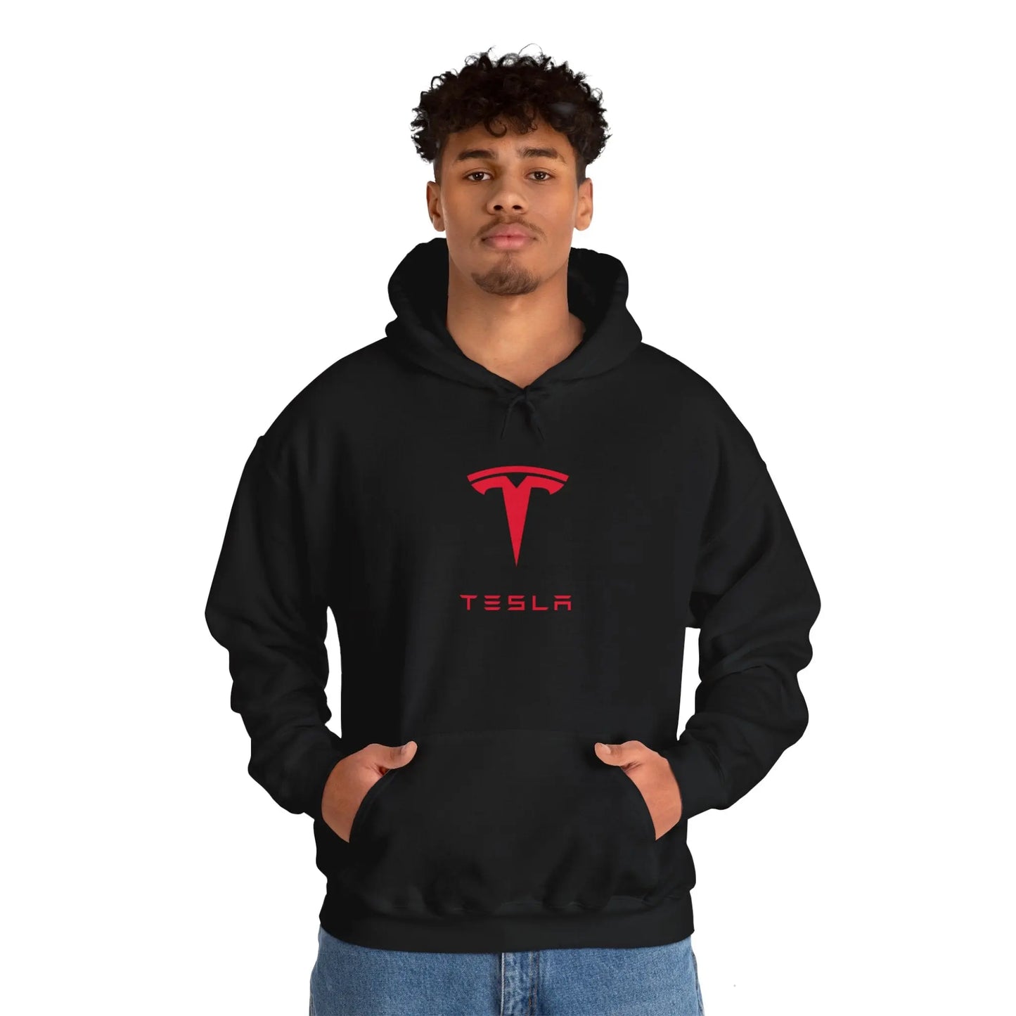 Tesla Cybertruck in Cityscape Black Hoodie: Urban Style Statement! - Black Threadz