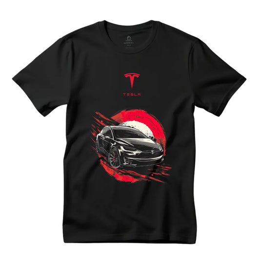 Sleek Style: Black Tesla Model X Black T-Shirt - Perfect for Enthusiasts - Black Threadz