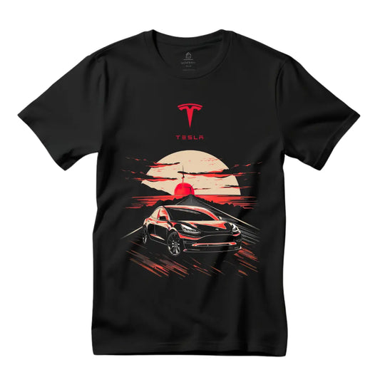 Revolutionary Drive: Tesla Model 3 T-Shirt - Black Threadz