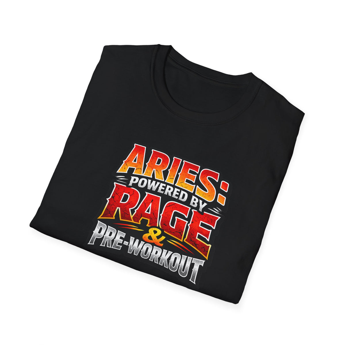 Warning Aries Workout Powered By Rage & Pre-Workout T-Shirt – Funny Aries Gym Shirt, Zodiac Fitness Graphic Tee, Aries Workout Gift for Men & Women
