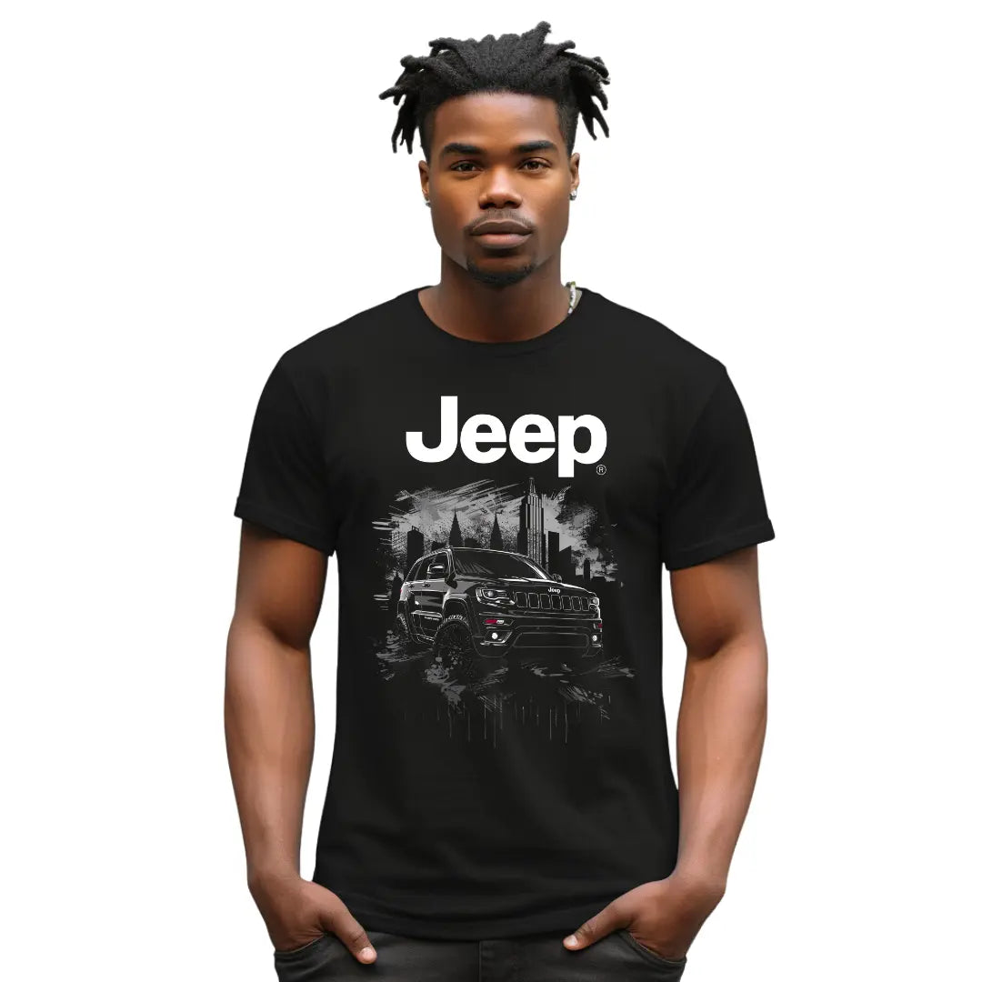 Adventure Awaits: Jeep Grand Cherokee T-Shirt - Black Threadz