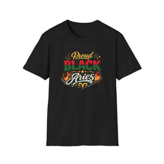 Proud Black Aries T-Shirt – Aries Zodiac Pride Shirt, Astrology Graphic Tee, Aries Birthday Gift, Bold Streetwear for Men & Women