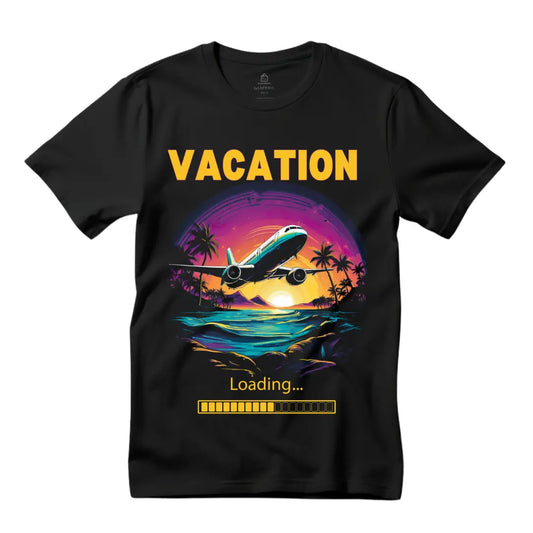 Getaway Gear: Vacation Loading Black T-Shirt - Unwind in Style - Black Threadz
