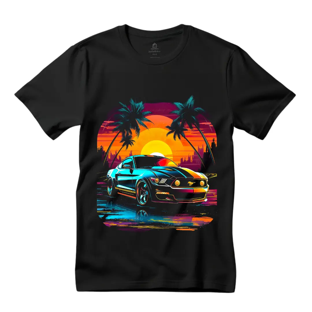 Mustang Classic Men's Black T-Shirt - Iconic Muscle Car Design - Black Threadz