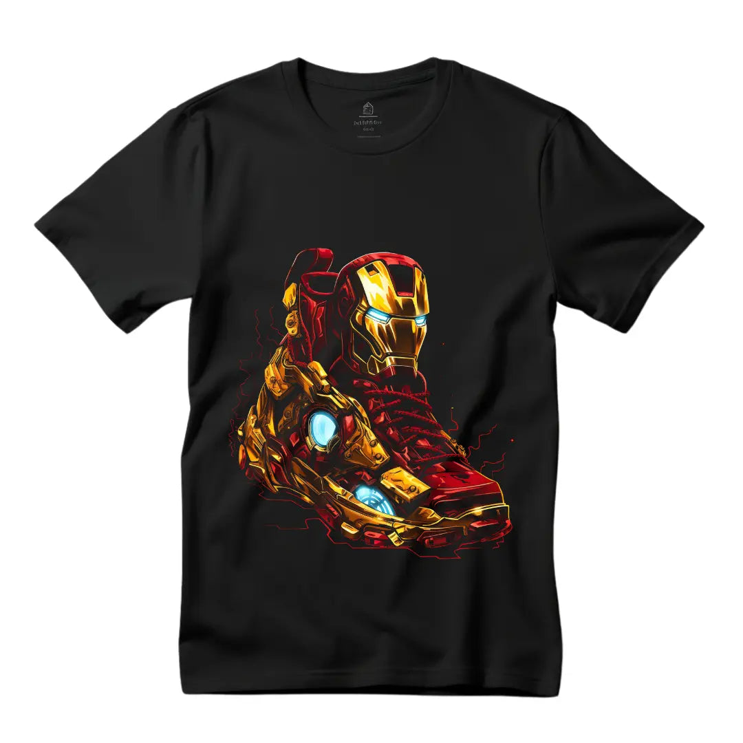 Iron Man Sneakers T-Shirt: Embrace Superhero Style - Black Threadz