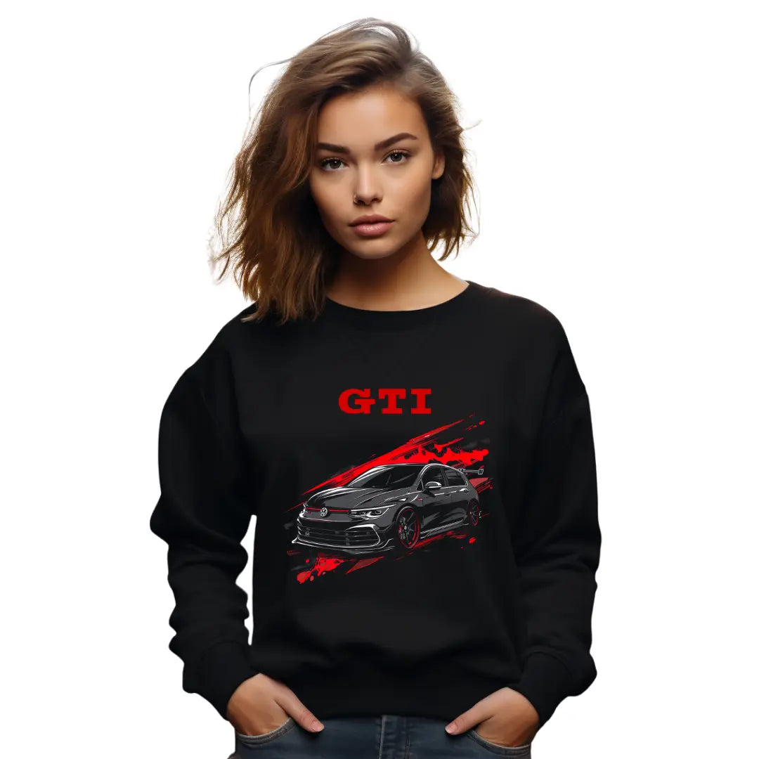 GTI Graphic Sweatshirt - Premium Black Top with Iconic Sports Car Design - Black Threadz